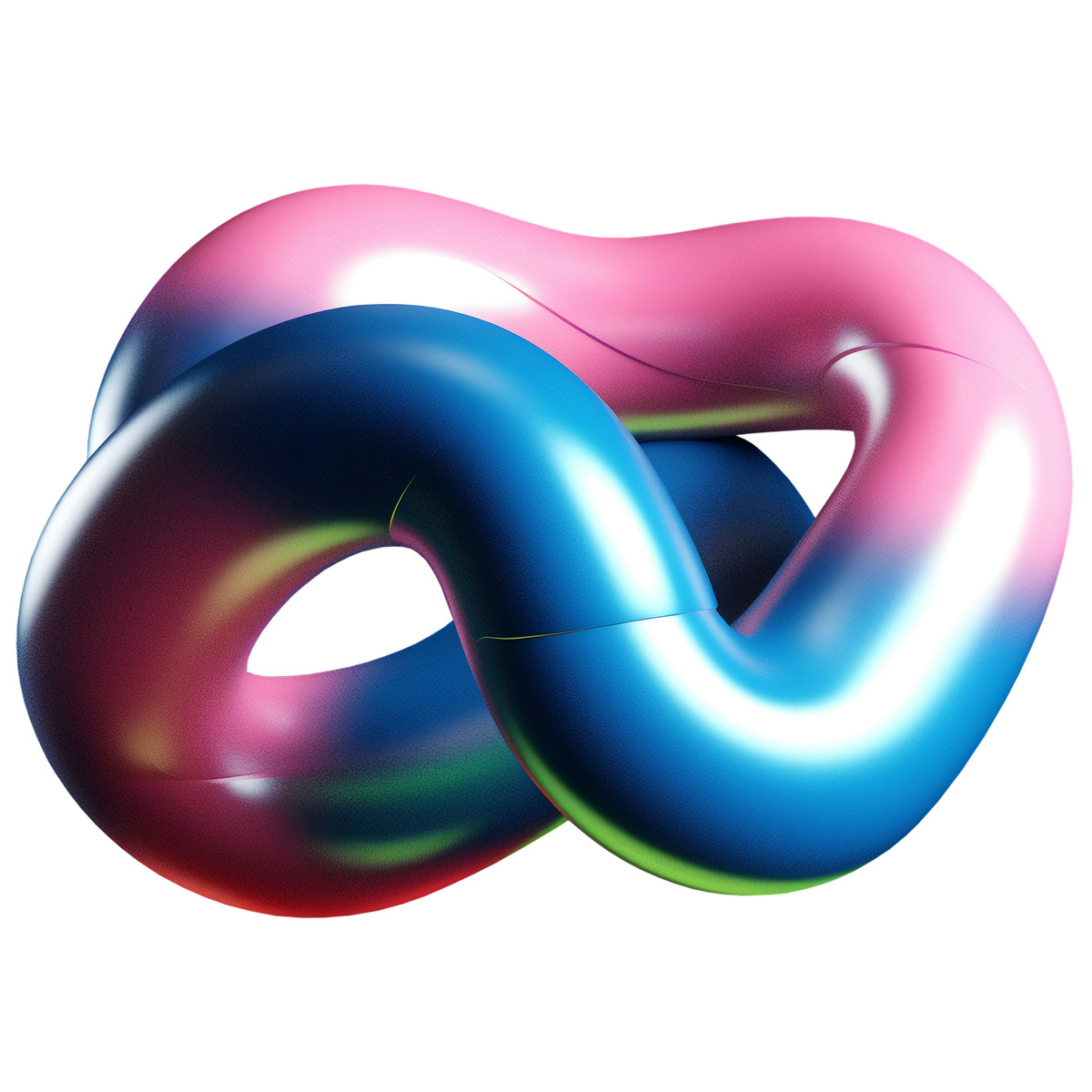 Metallic スタイルの 3D Glossy shape with pink and blue gradient のイラストをPNG、SVG形式でダウンロード