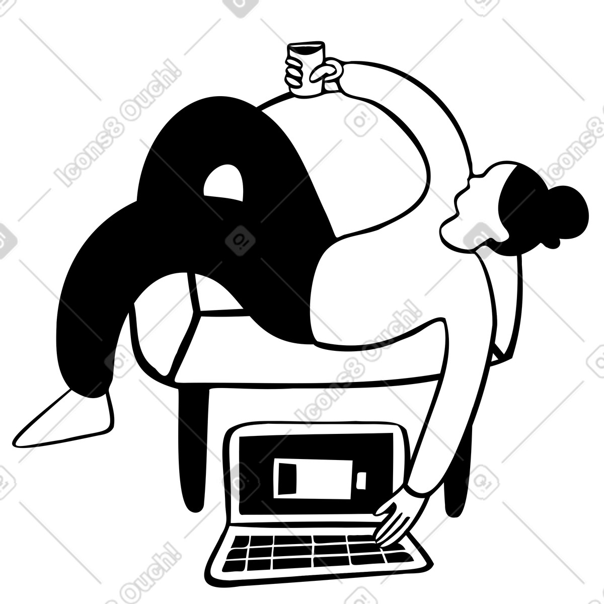 Burnt out woman lying on an armchair illustration in Journal style download in PNG, SVG