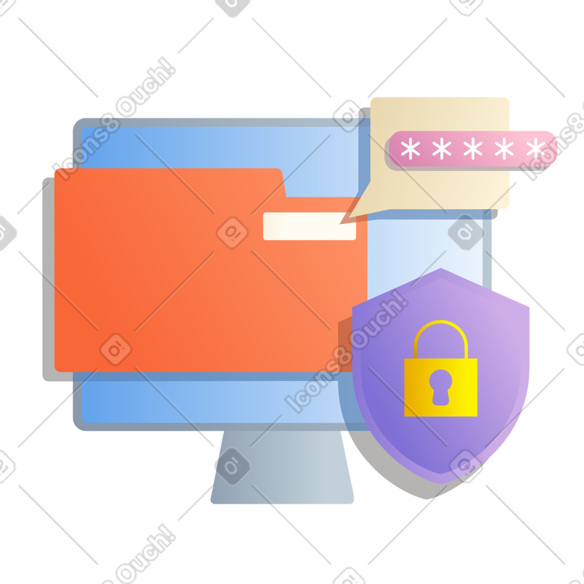 Protecting folder with password, Information security or encryption illustration in Silky style download in PNG, SVG