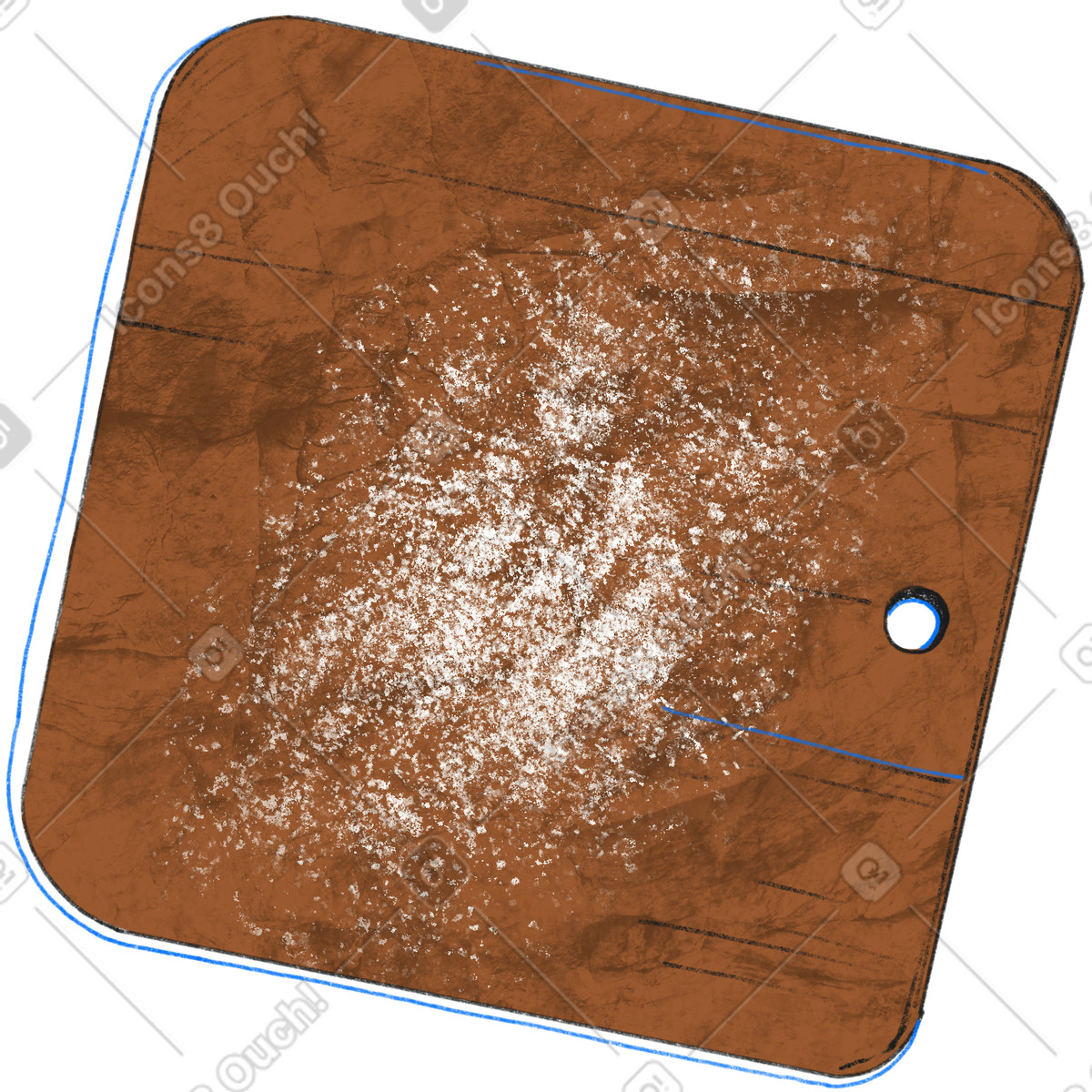 Square wooden cutting board illustration in Moments style download in PNG, SVG