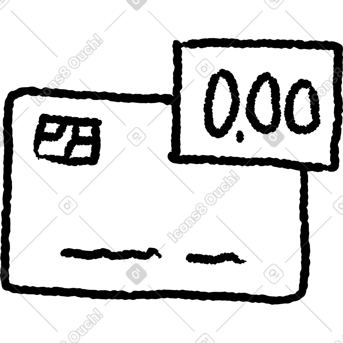 Ilustração de Credit card with zero balance displayed on digital account screen em no estilo Black Chalk para baixar em PNG, SVG