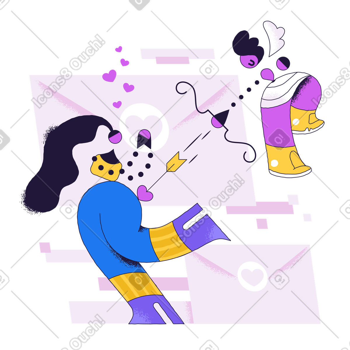 Cupid time! illustration in Conifer style download in PNG, SVG