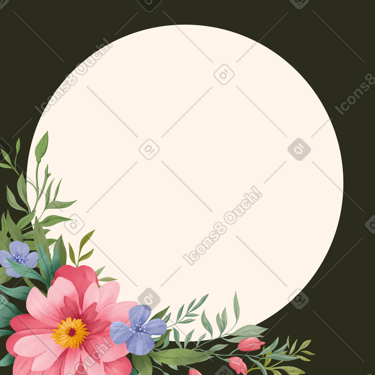 Illustration Botanical arrangement with copy space, Nature banner background dans le style Floral à télécharger aux formats PNG, SVG