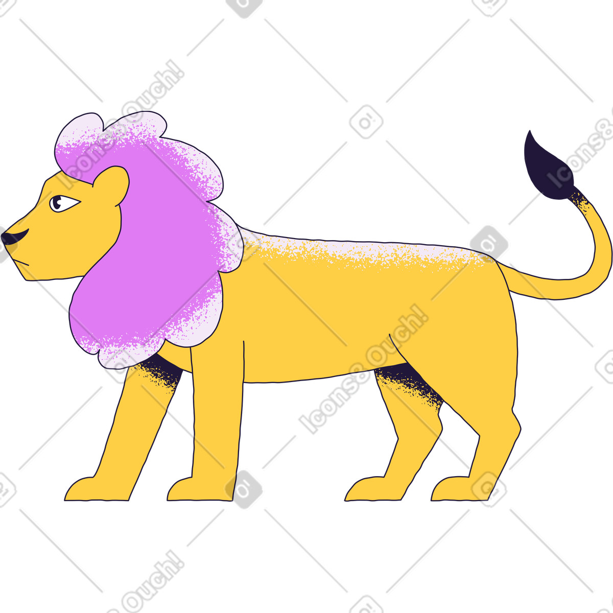 Löwe-Illustration im Conifer-Stil als Download in PNG, SVG