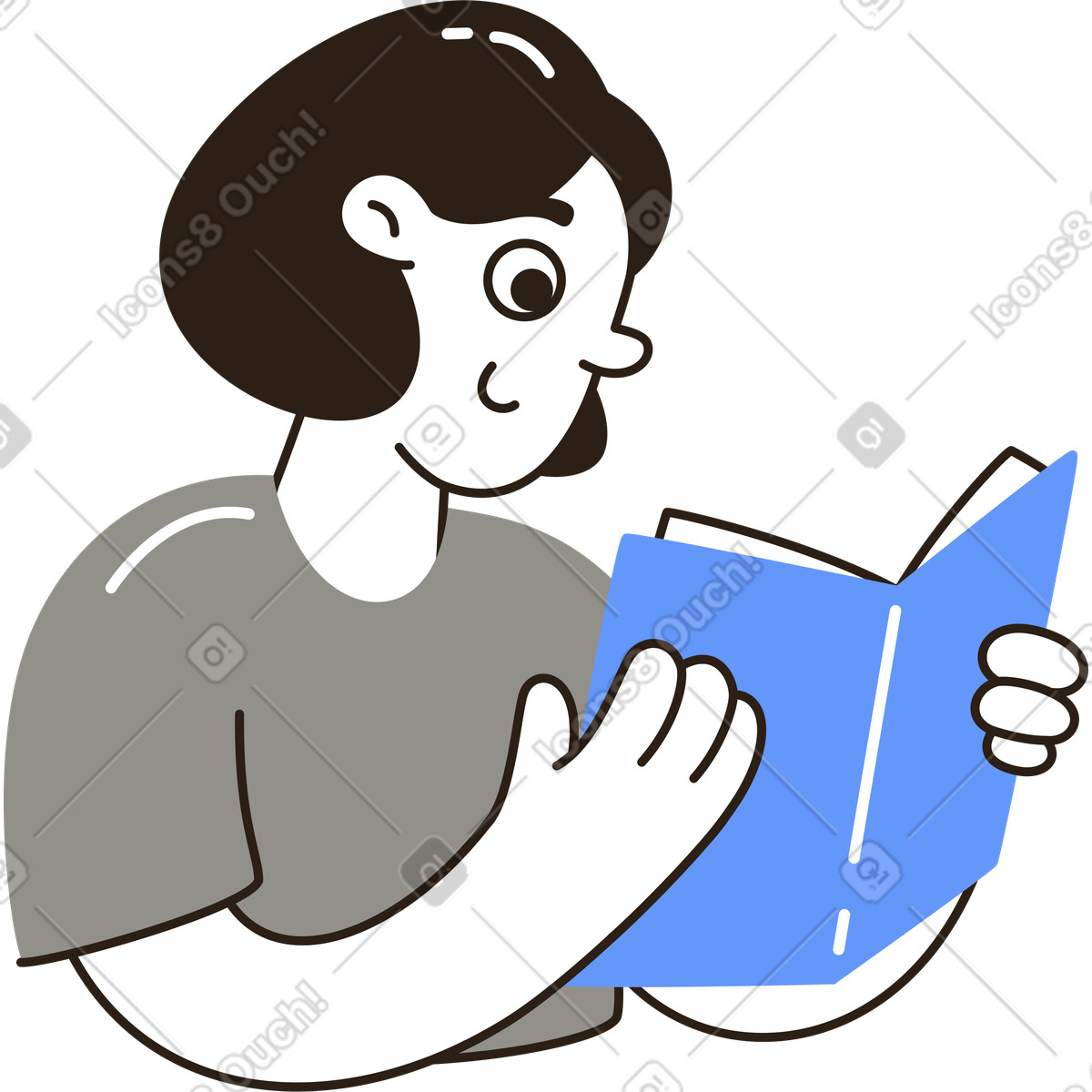 Illustration Femme avec livre dans le style Plain à télécharger aux formats PNG, SVG