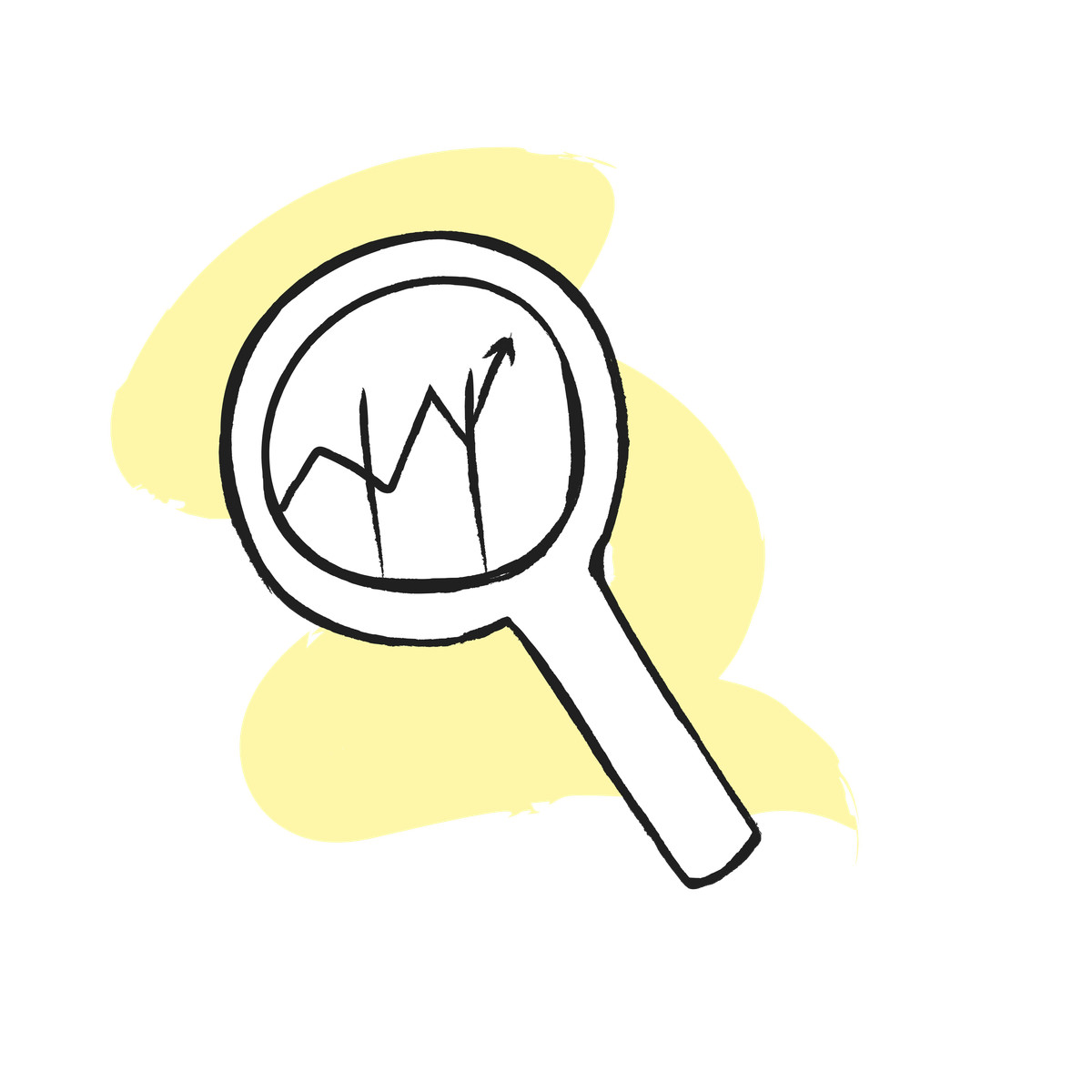 Magnifying glass with rising line graph, SEO analytics and growth concept illustration in Pixeltrue icons style download in PNG, SVG