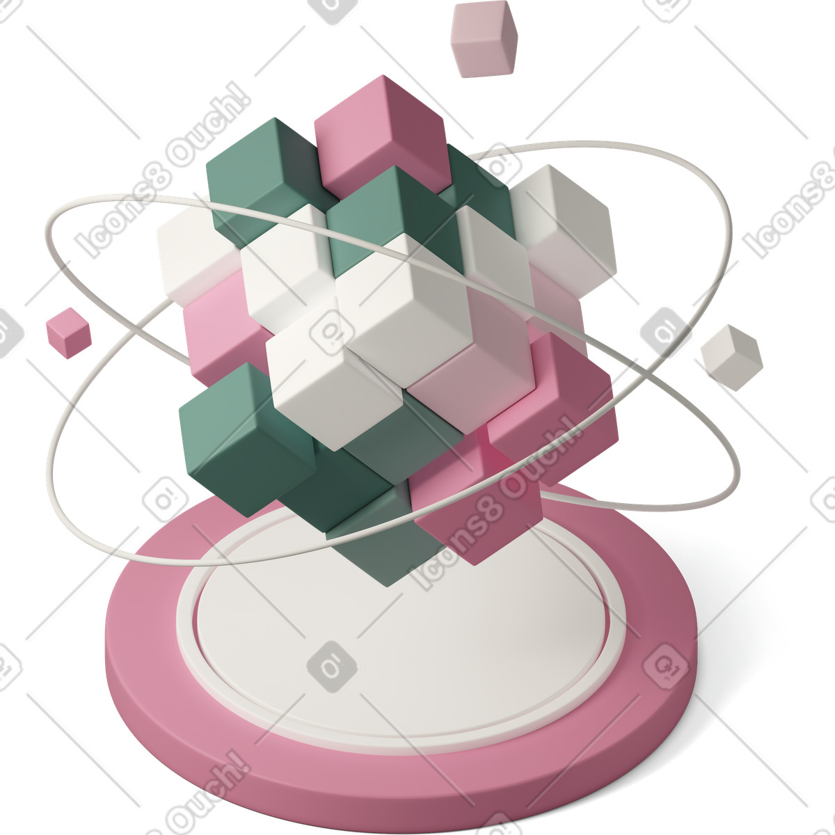 下载 3D Casual life 风格的 Cubes floating in the air 插画，支持 PNG、SVG 格式