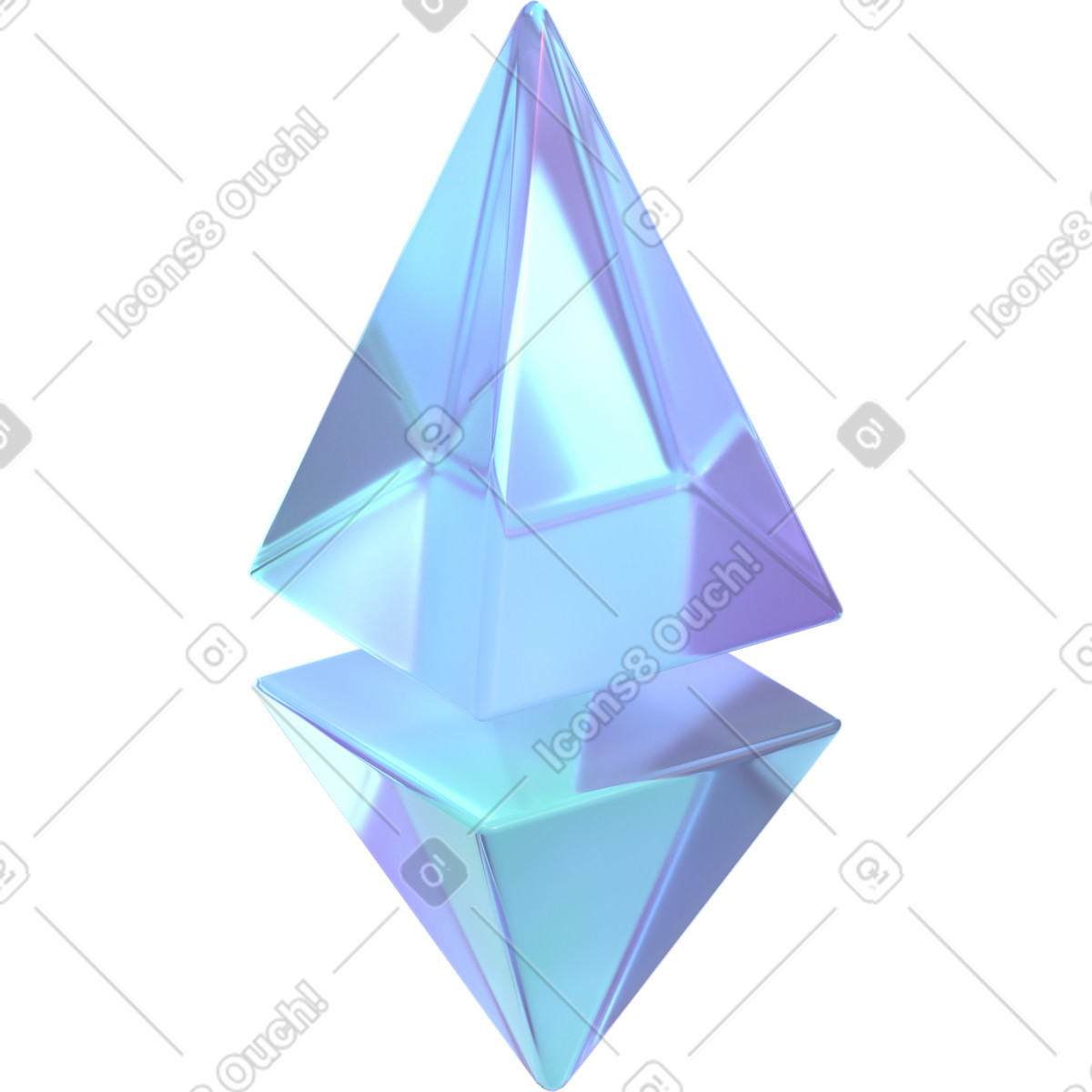 Illustration animée Crypto-monnaie abstraite d'ethereum dans le style 3D Glassy à télécharger aux formats GIF, Lottie (JSON), AE