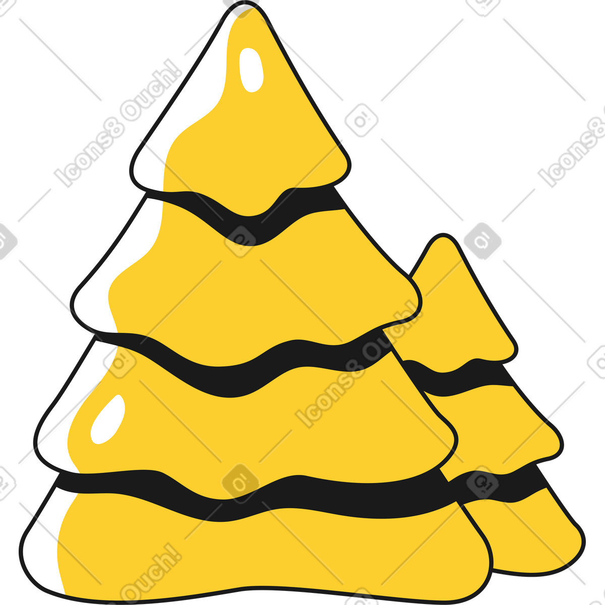 下载 Taxi 风格的 两棵冷杉 插画，支持 PNG、SVG 格式