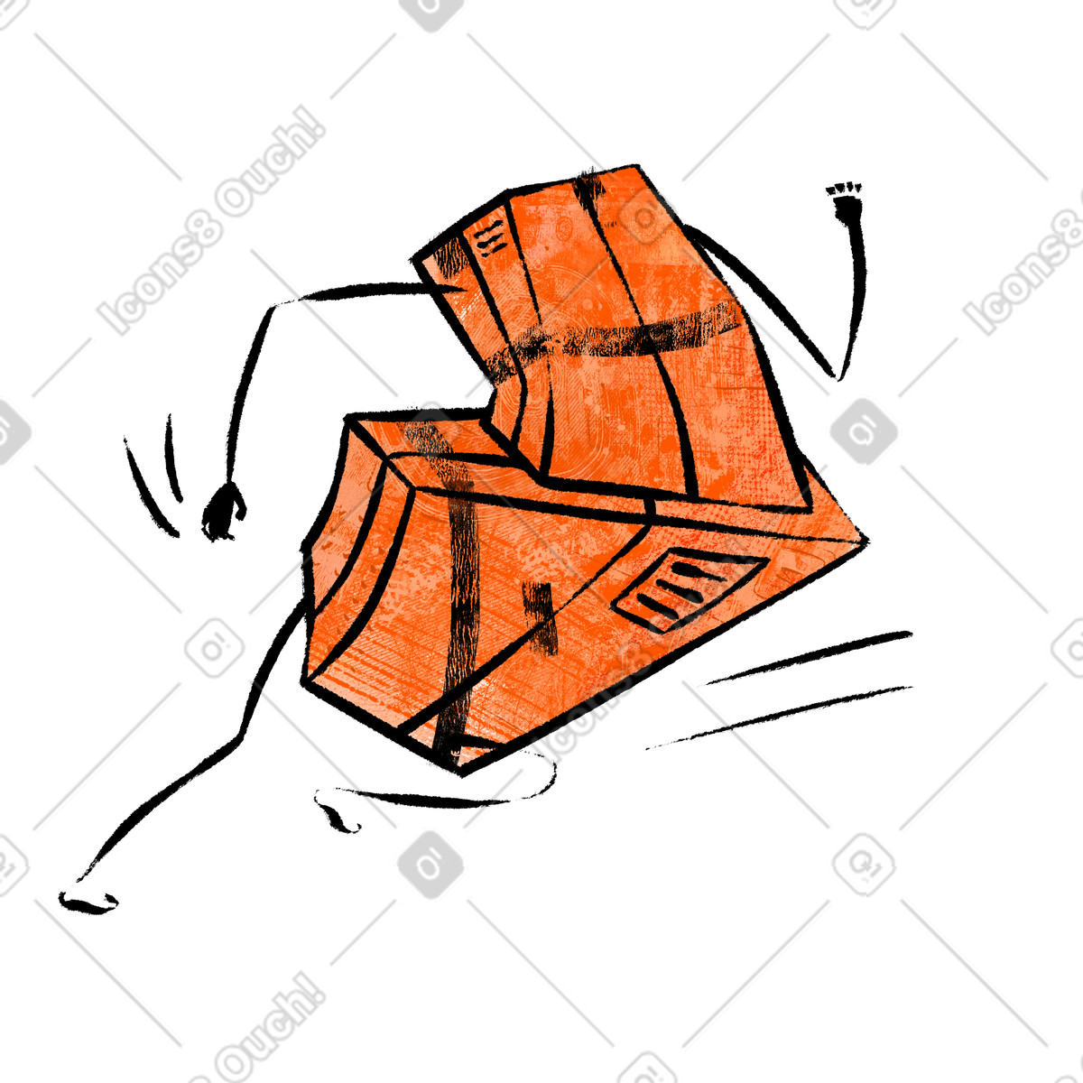 Ilustração de Caixas papelão funcionando como delivery em no estilo Doobry para baixar em PNG, SVG