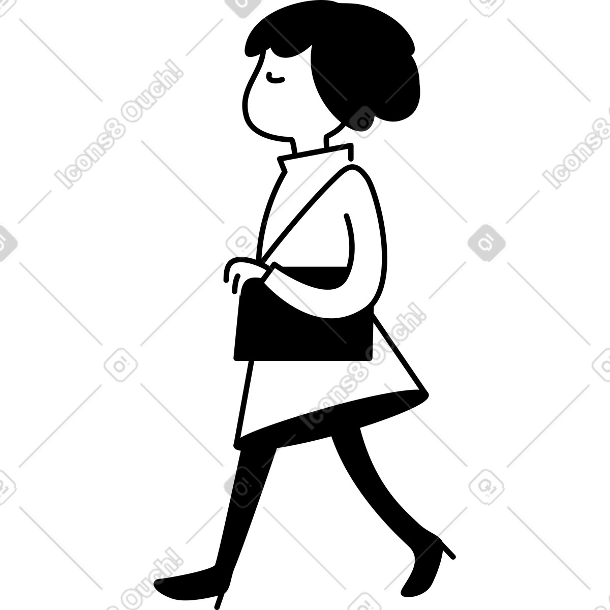 Иллюстрация Profile of woman in coat walking with handbag в стиле Notion Line Art — скачать в форматах PNG, SVG
