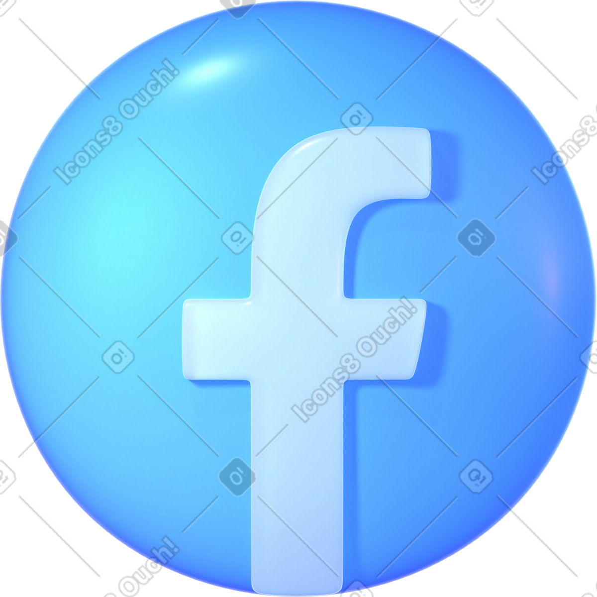 Logo astratto facebook illustrazione in stile 3D Glassy scarica in PNG, SVG