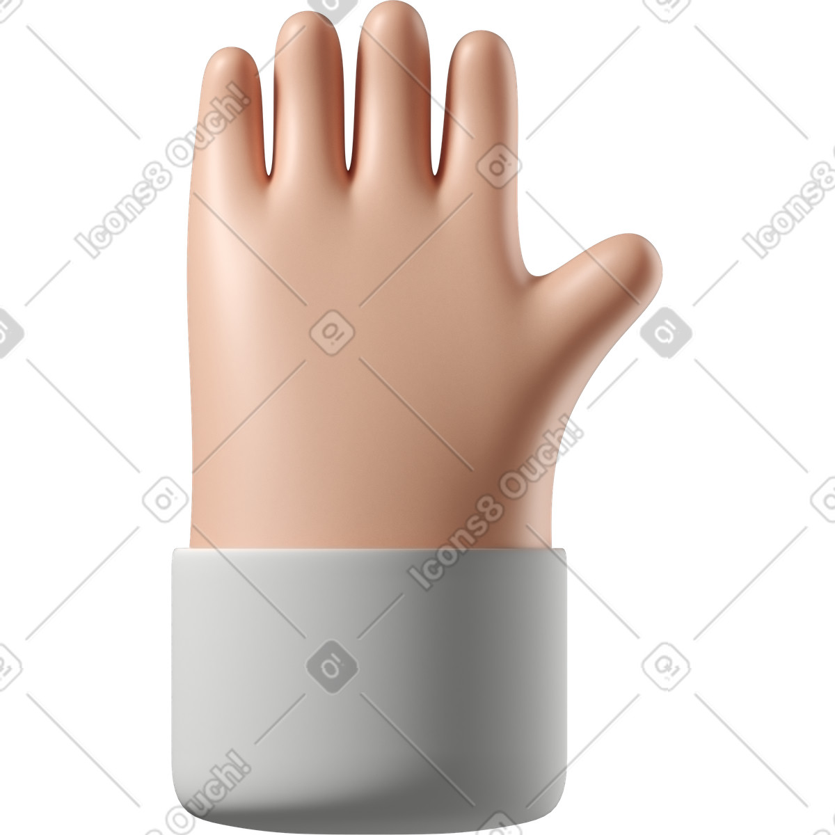 Erhöhte weiße hauthand-Illustration im 3D Hands Fun&Wild-Stil als Download in PNG, SVG