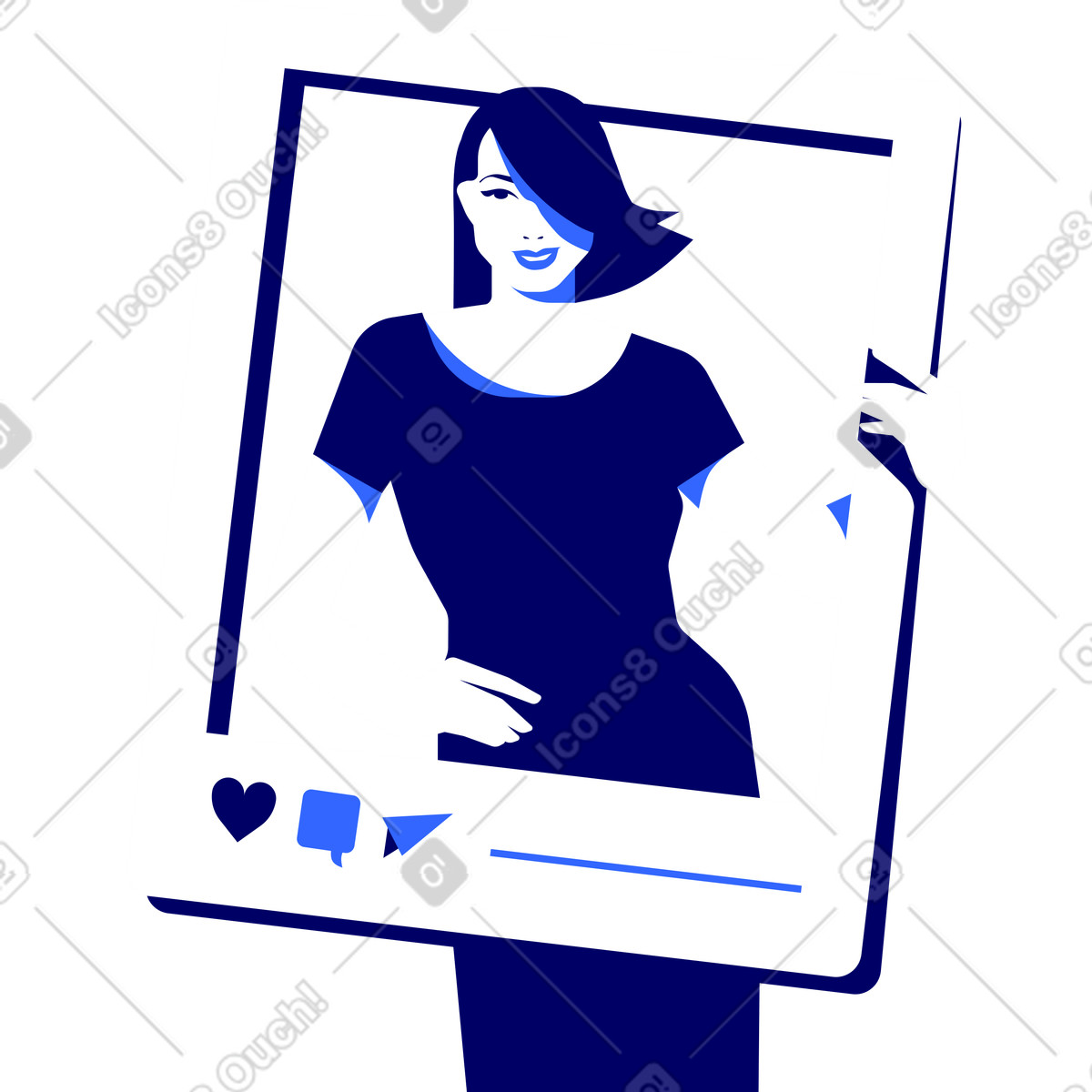 Illustration La fille sort du cadre dans le style Lounge à télécharger aux formats PNG, SVG