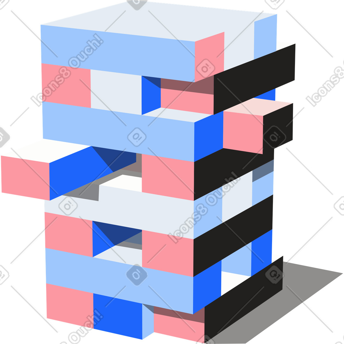 Jenga-spiel-Illustration im Editorial-Stil als Download in PNG, SVG