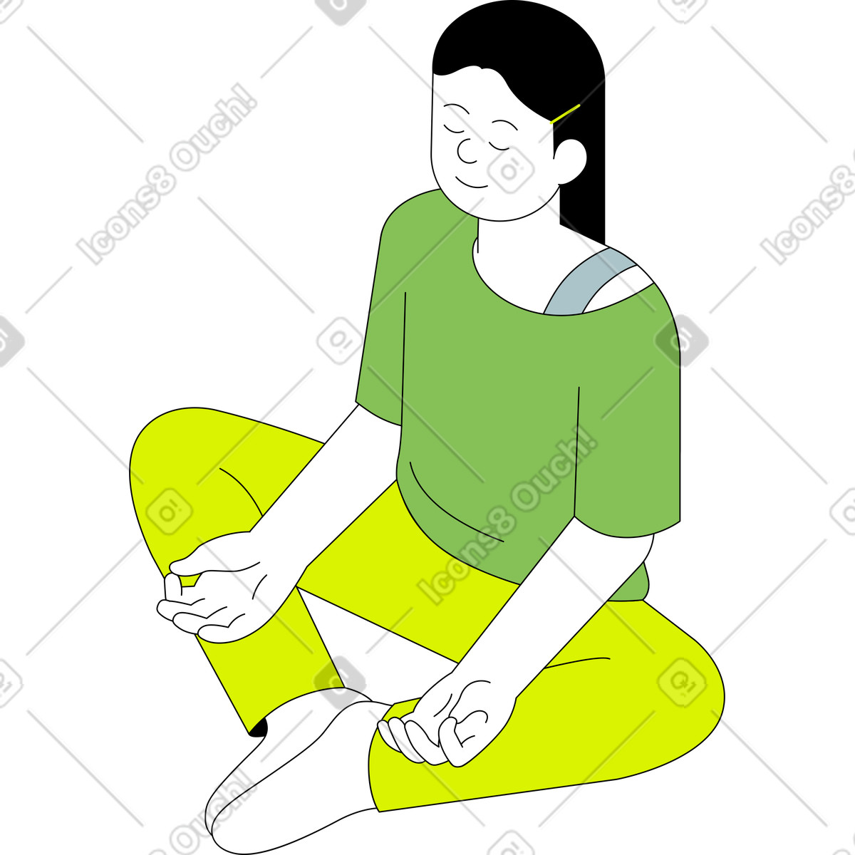 Isometric 스타일의 명상하는 여자 일러스트레이션 PNG, SVG 다운로드