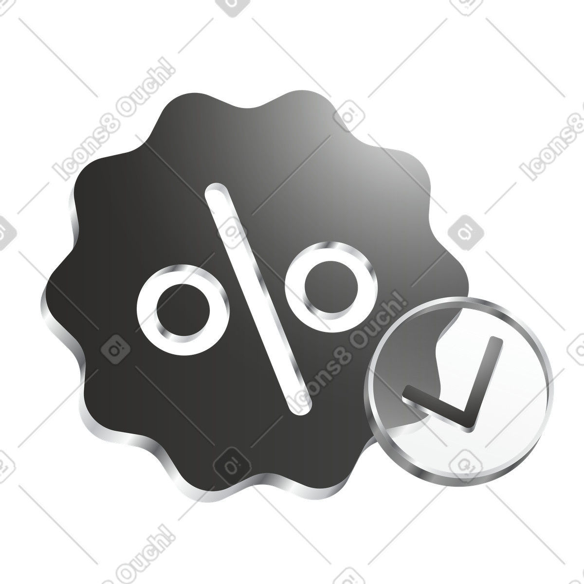 Ilustração de Promotion discount icon representing confirmed price reduction and special offer em no estilo Token para baixar em PNG, SVG