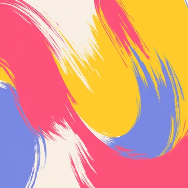 A canvas filled with bold colors such as bright red, deep blue, and vibrant yellow. The surface is covered in dynamic brush strokes that swirl and intersect, creating a sense of movement and energy. The colors blend together in some areas while remaining distinct in others, forming an eye-catching composition. Various shapes and patterns emerge from the brush strokes, adding texture and depth to the image.