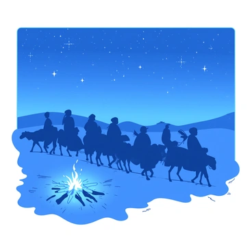 A group of Israelites making their way out of Egypt under a starry sky