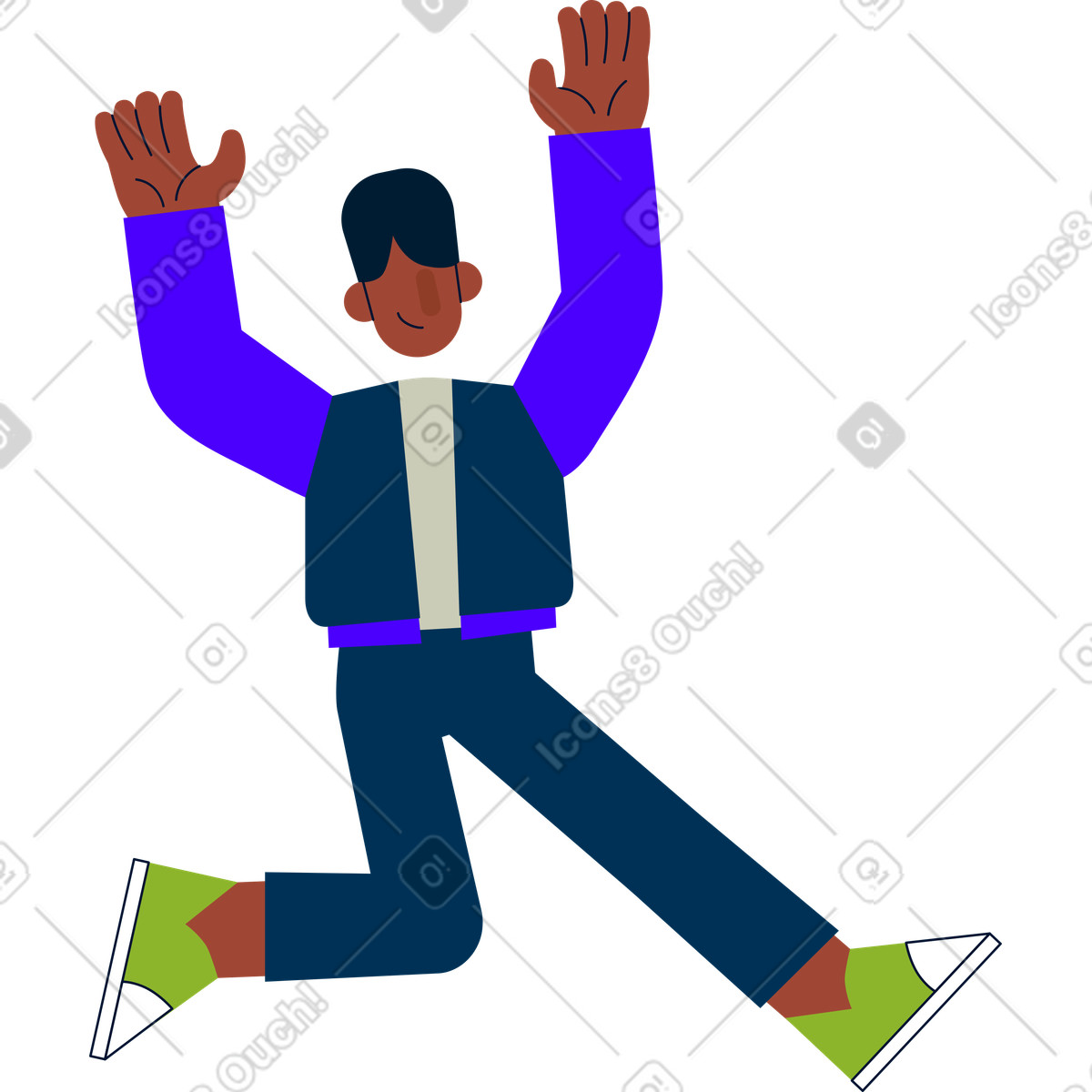 Mann mit erhobenen händen-Illustration im Cubes-Stil als Download in PNG, SVG