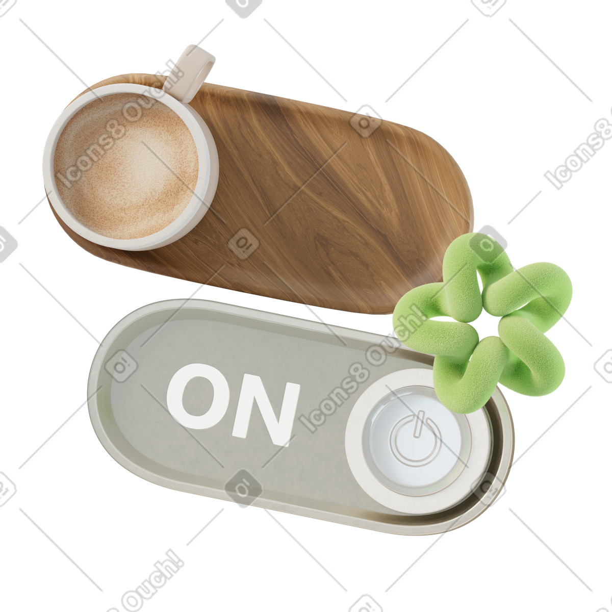 Coffee break mode activated animated illustration in 3D Modern style download in GIF, Lottie (JSON), AE