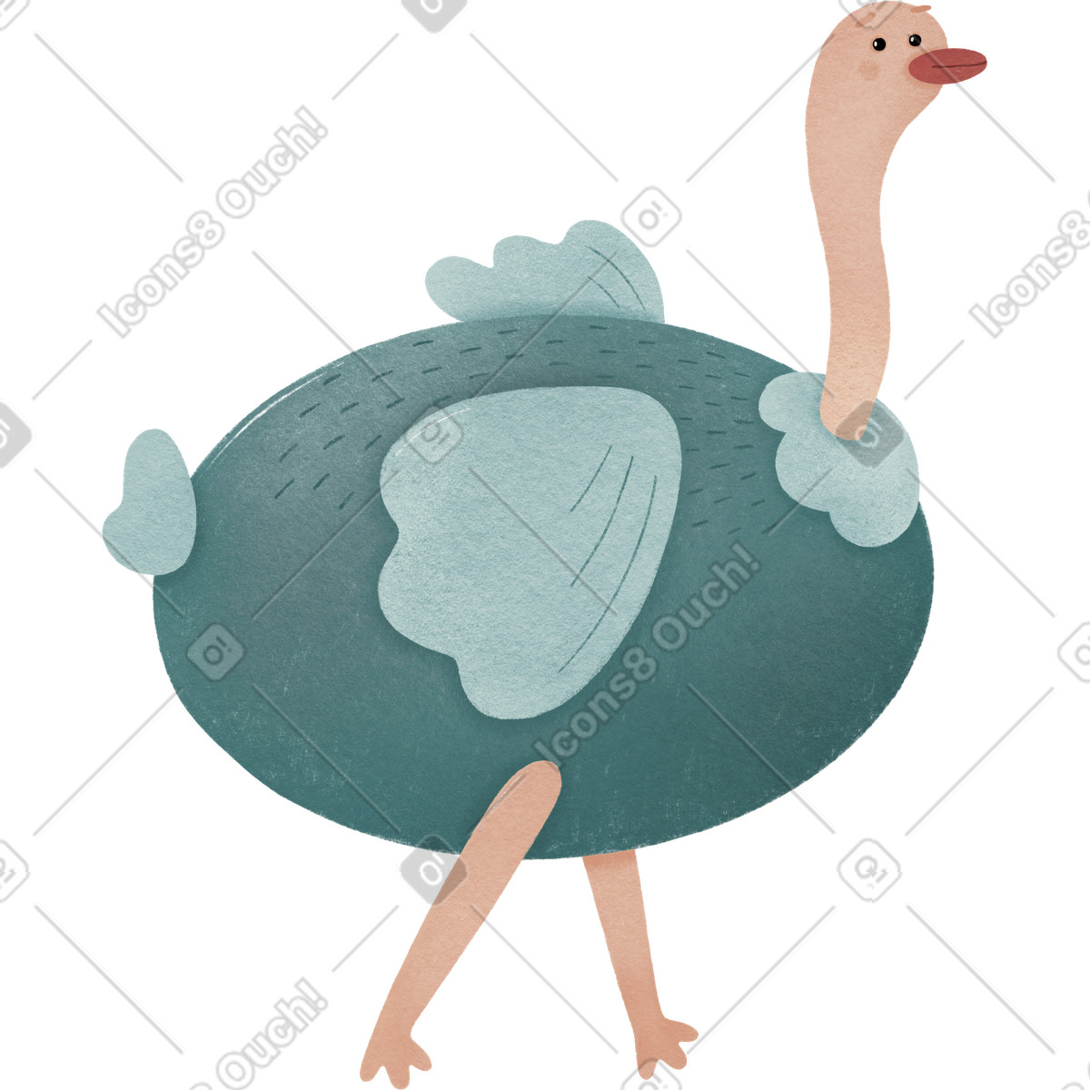 Ostrich illustration in Woolly style download in PNG, SVG