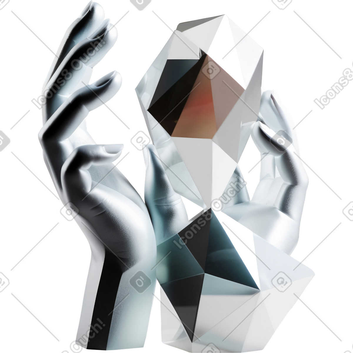Abstrakte skulptur mit händen-Illustration im 3D Construction-Stil als Download in PNG, SVG