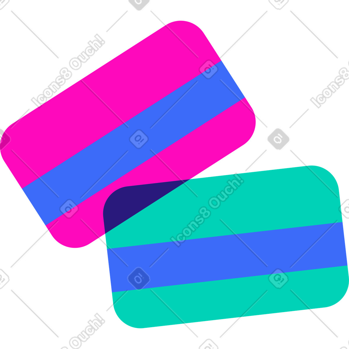 Basic スタイルの 2枚の銀行カード のイラストをPNG、SVG形式でダウンロード