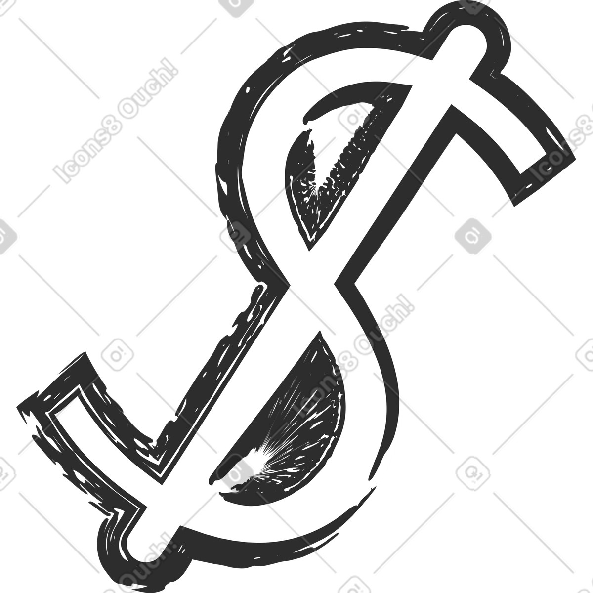 Illustration Signe dollar dans le style Graphite à télécharger aux formats PNG, SVG