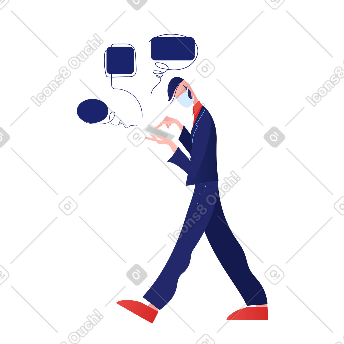 Vita sociale in quarantena illustrazione stile Clip scarica PNG, SVG