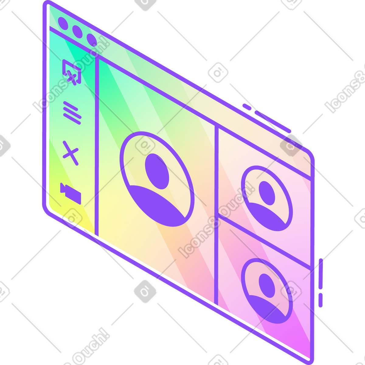 Video call display illustration featuring screen clipart in PNG, SVG, GIF