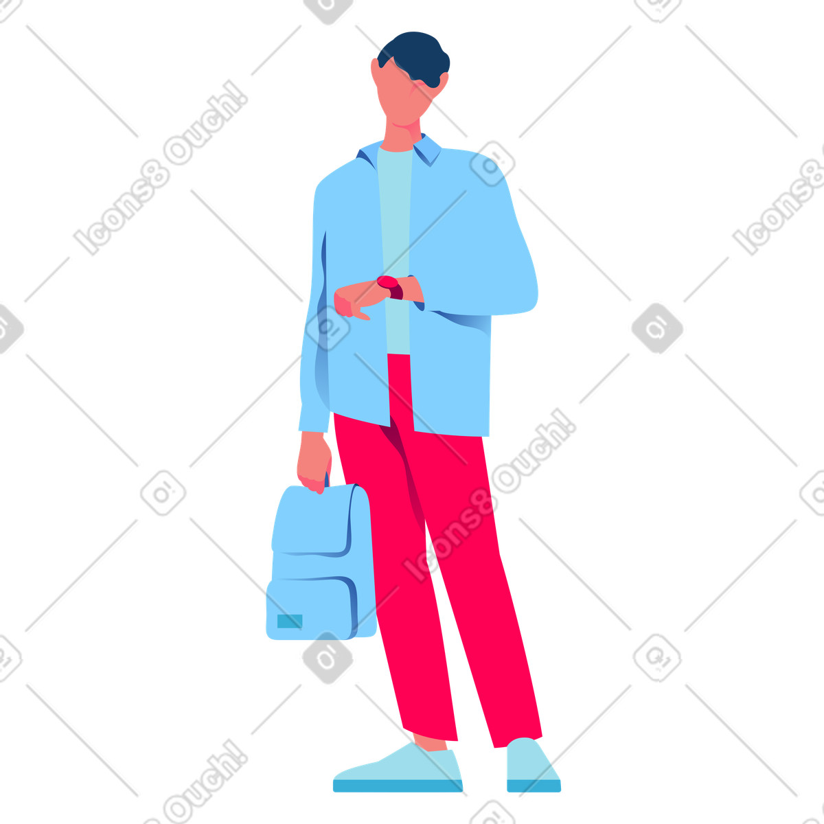 Illustration Waiting and monitoring watch, Preparing for departure or meeting dans le style Daily à télécharger aux formats PNG, SVG