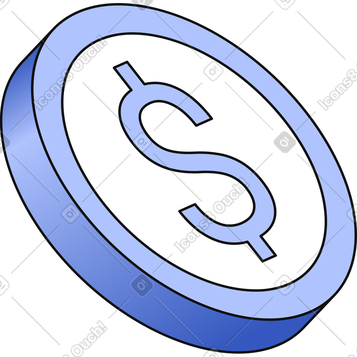 Illustration Pièce d'un dollar dans le style Techny à télécharger aux formats PNG, SVG