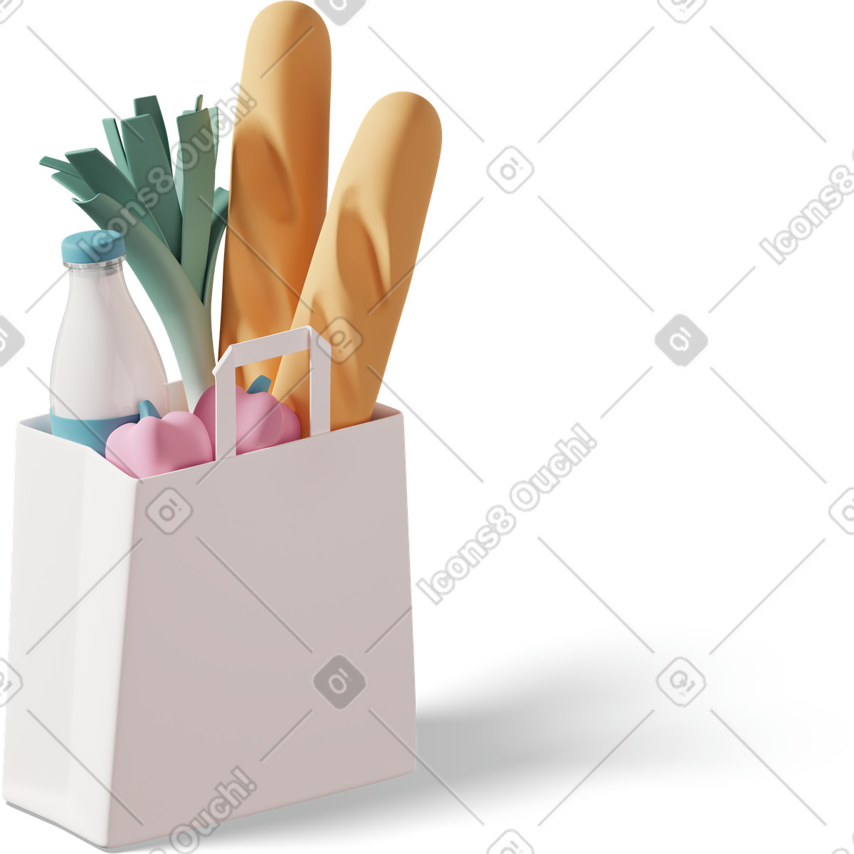 Ilustração de Paper bag full of groceries em no estilo 3D Casual life para baixar em PNG, SVG