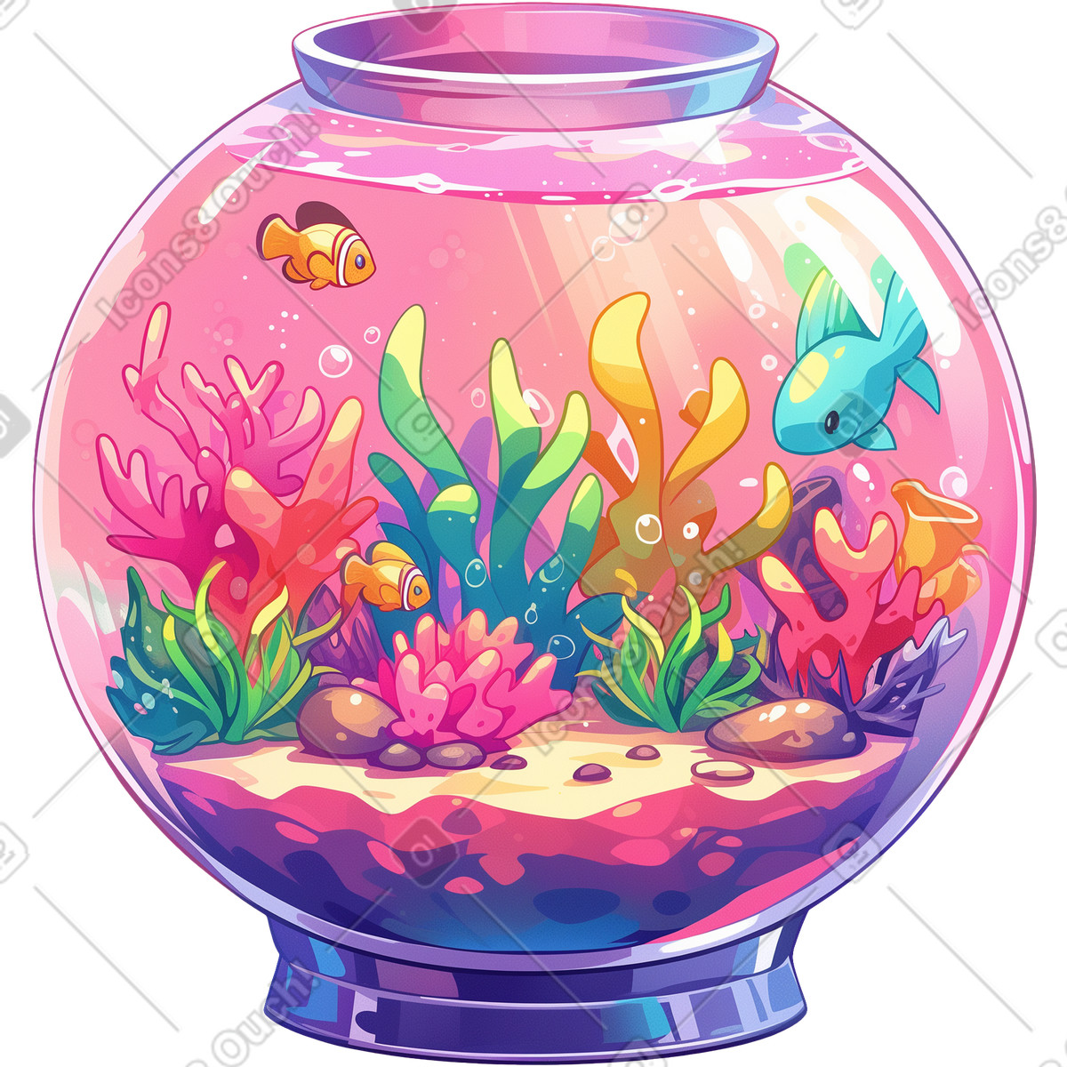 Aquarium illustration in Glazy style download in PNG, SVG
