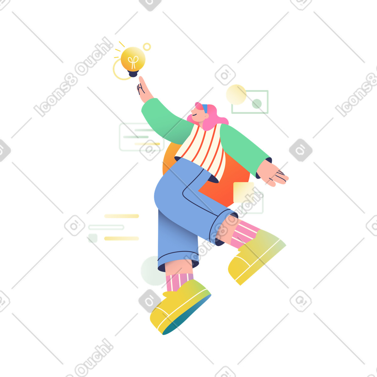 Frau mit glühbirne bringt eine idee hervor-Illustration im Beam-Stil als Download in PNG, SVG