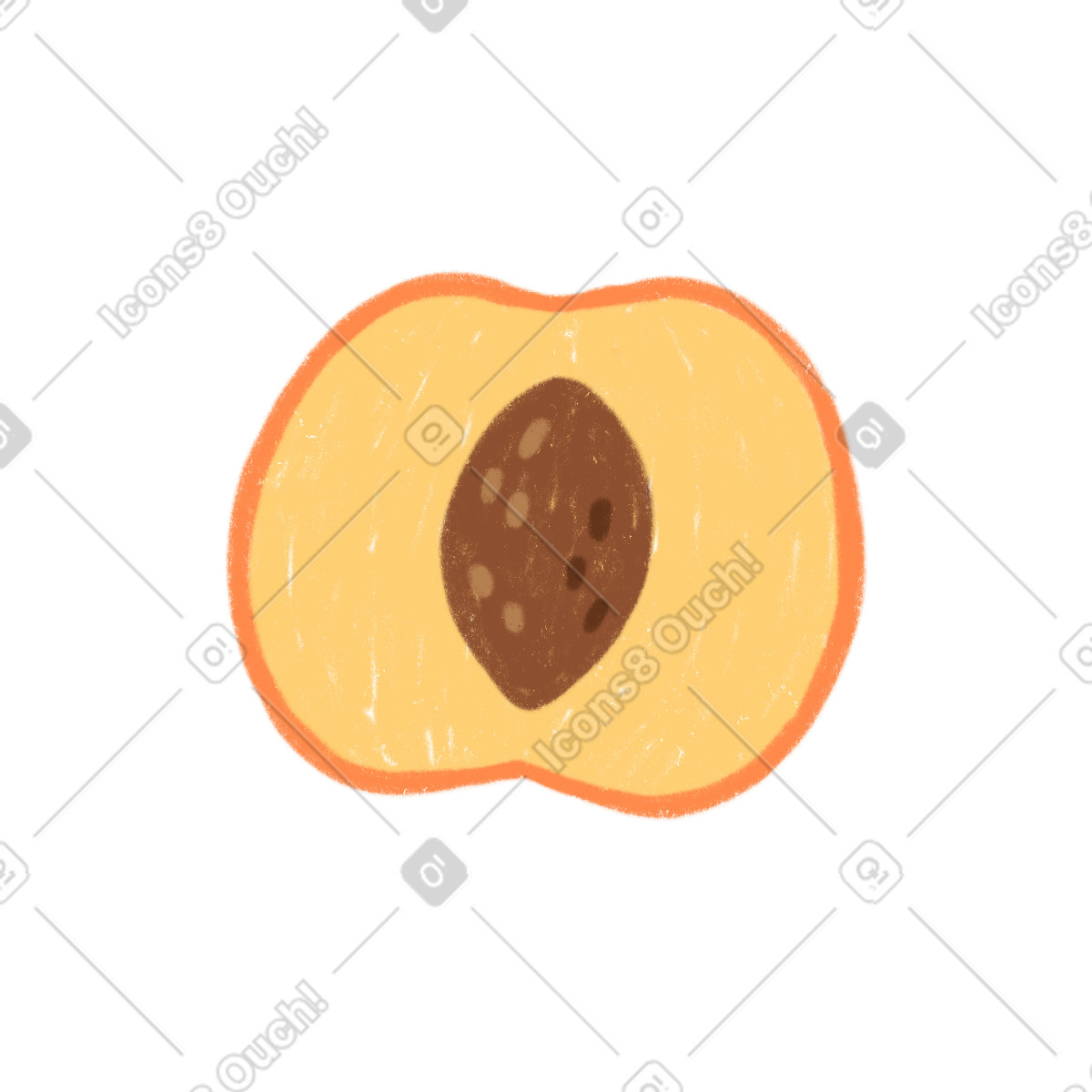 Peach half illustrazione in stile Cozy scarica in PNG, SVG