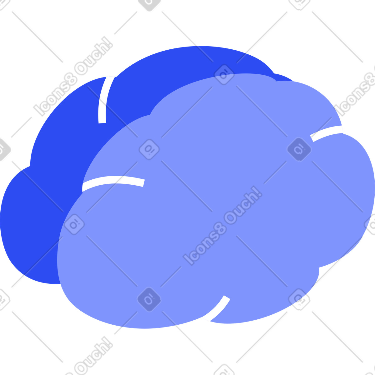 Creative thinking with blue brain icon illustration in System style download in PNG, SVG