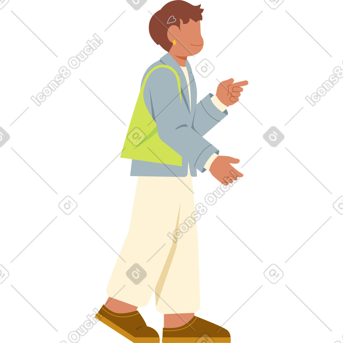 下载 Catchy 风格的 年轻女子指着某物 插画，支持 PNG、SVG 格式