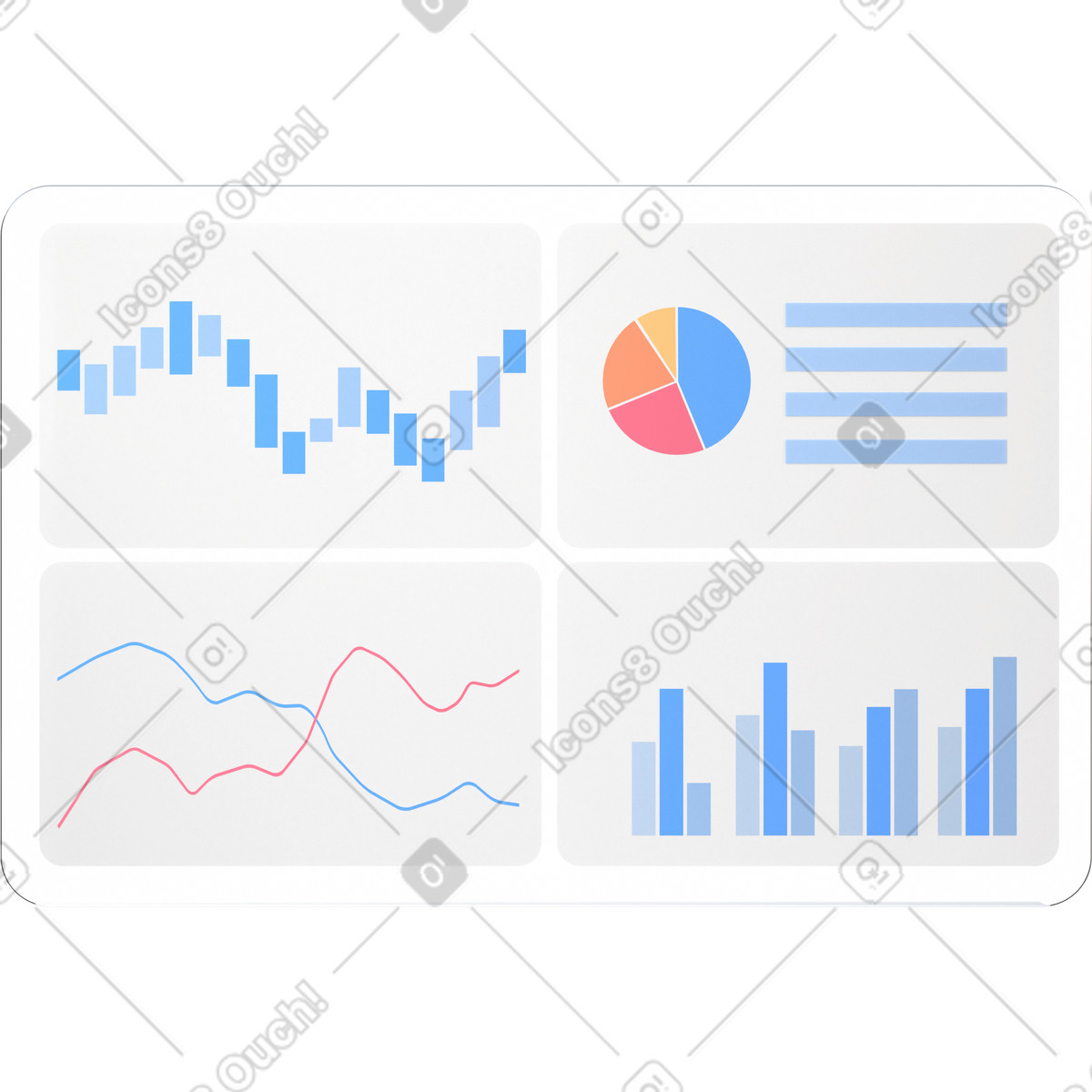 Analytics with diagrams and statistics illustration in PNG, SVG