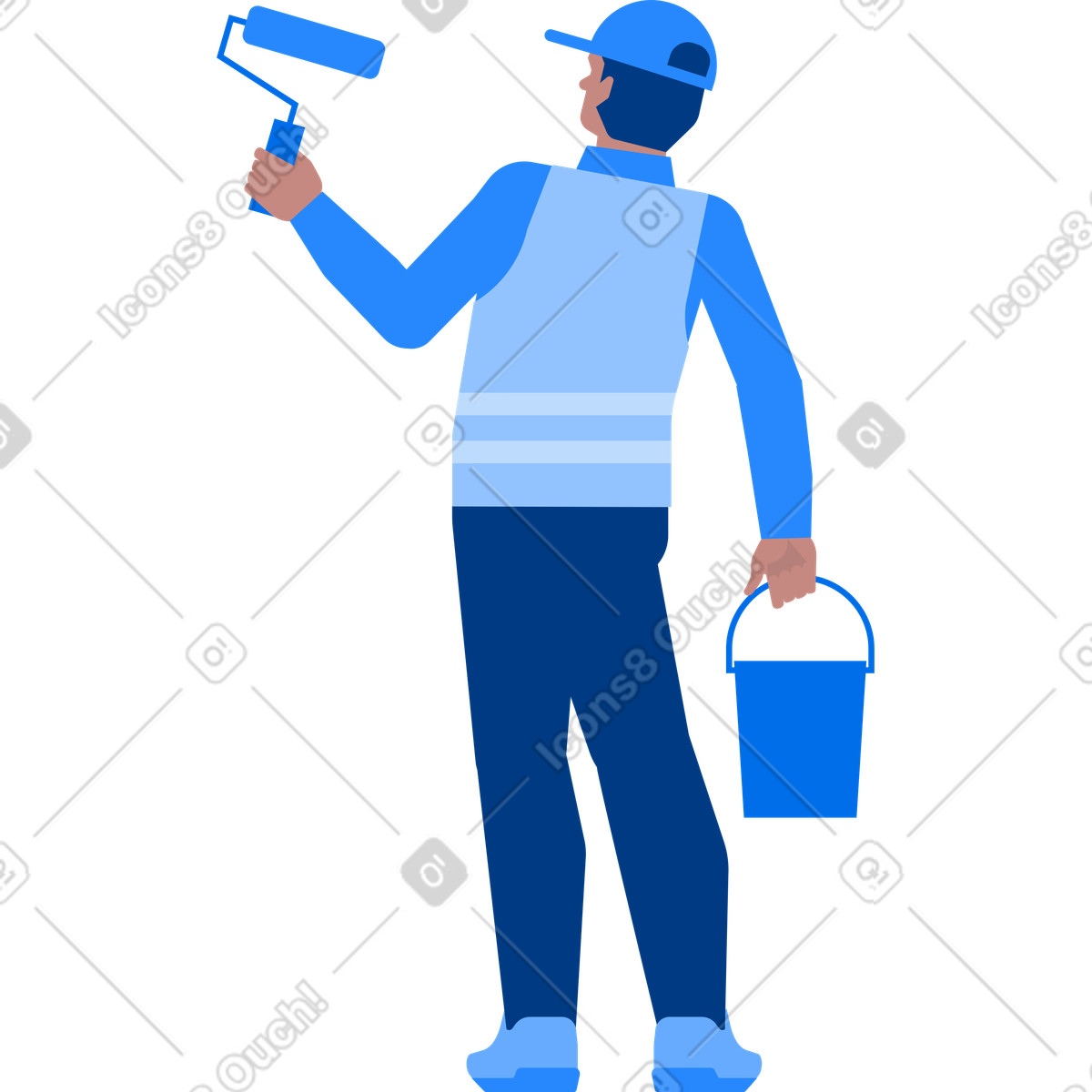 Ilustración Hombre con pintura y rodillo en estilo Urban a descargar en PNG SVG