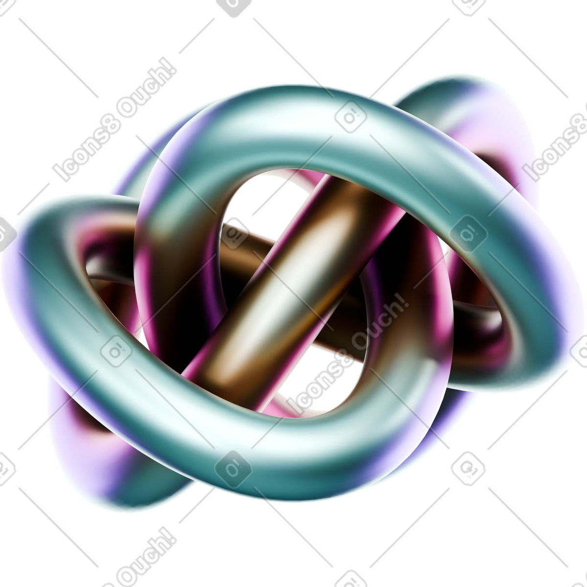 下载 3D Crystex 风格的 抽象圆环结 插画，支持 PNG、SVG 格式