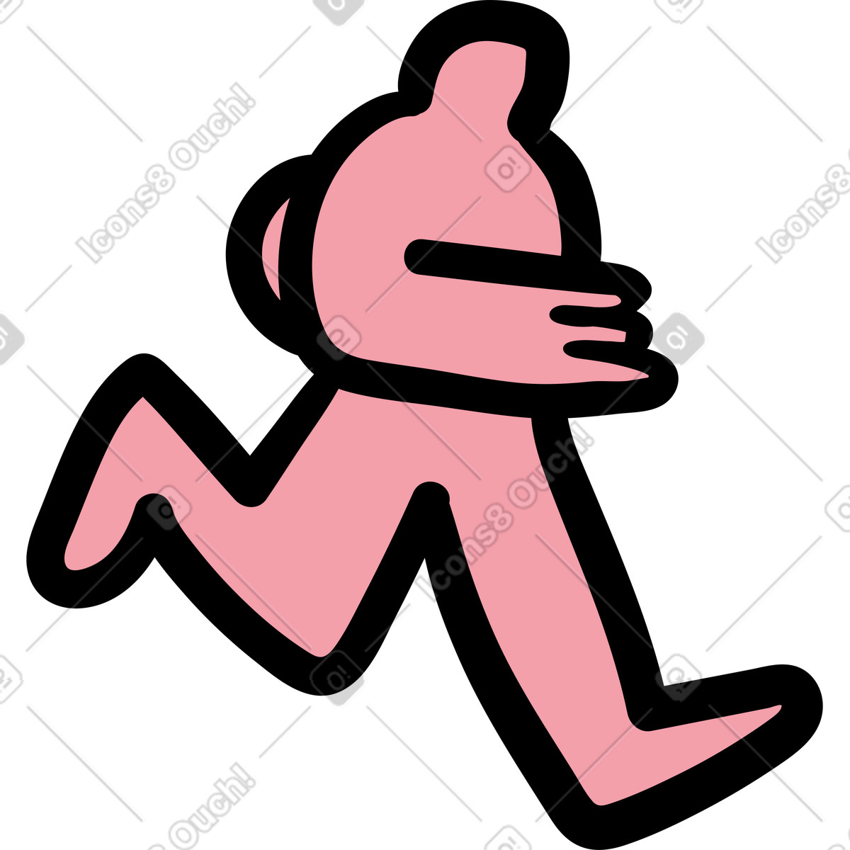 Illustration Running pink silhouette, Physical activity motivation dans le style Wiggle à télécharger aux formats PNG, SVG