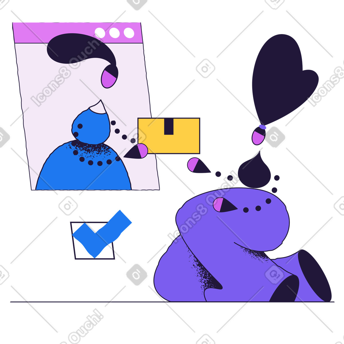 Donna che riceve il suo ordine online illustrazione in stile Conifer scarica in PNG, SVG