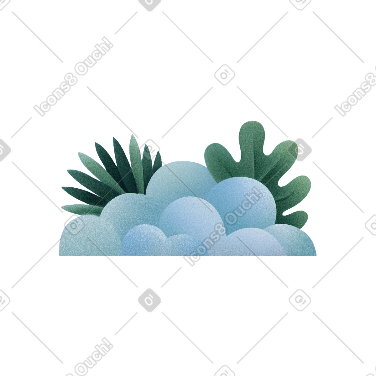 Illustration Rochers et buissons dans le style Grainy à télécharger aux formats PNG, SVG