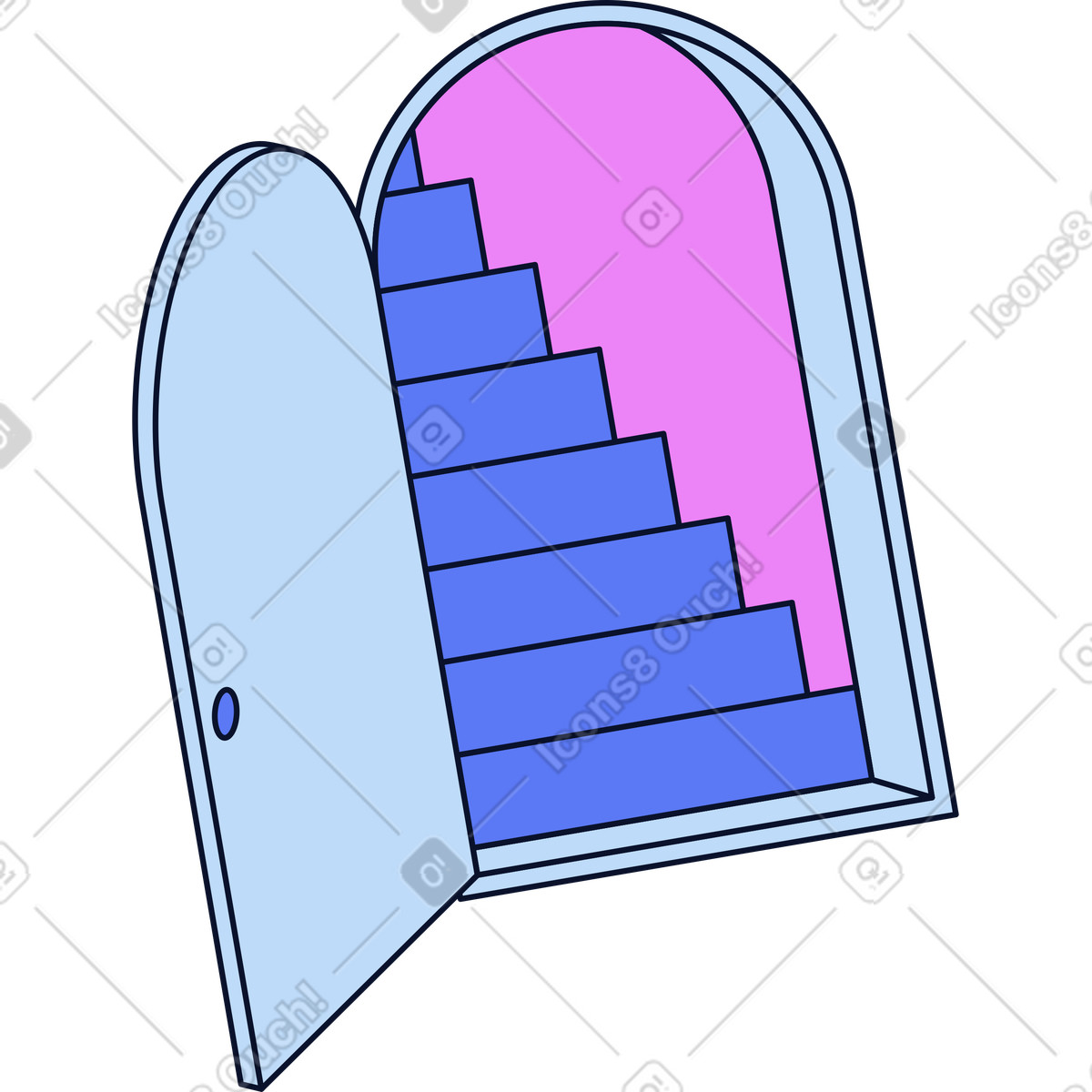 Flexy 스타일의 계단이 있는 문 일러스트레이션 PNG, SVG 다운로드
