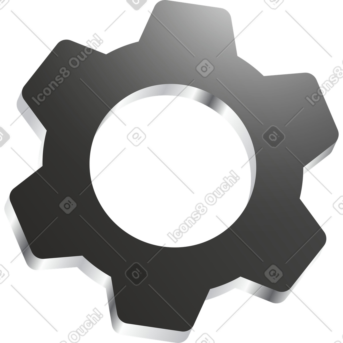 Dark gear illustration in Token style download in PNG, SVG