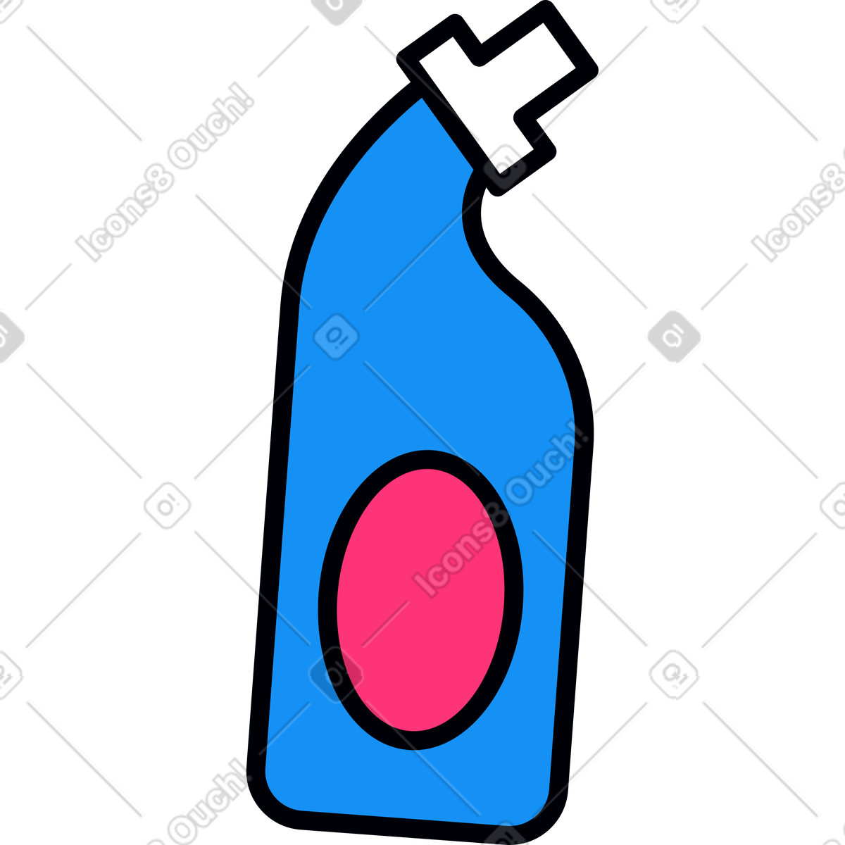 Blue detergent bottle illustration in Droll style download in PNG, SVG