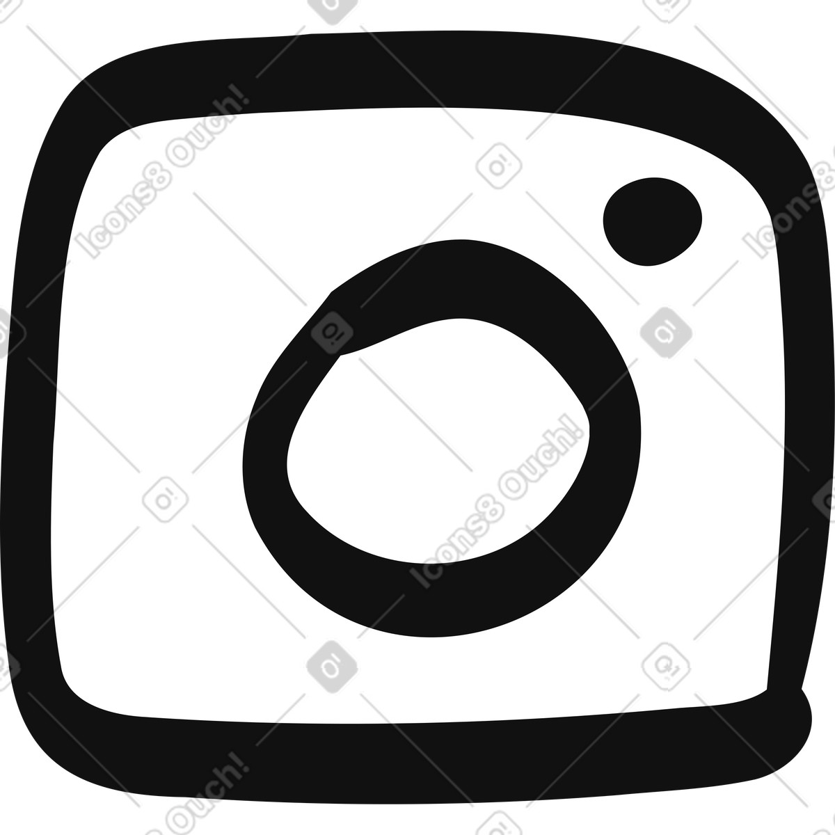 Иллюстрация Instagram logo rounded square camera symbol with central lens shape в стиле Organic — скачать в форматах PNG, SVG