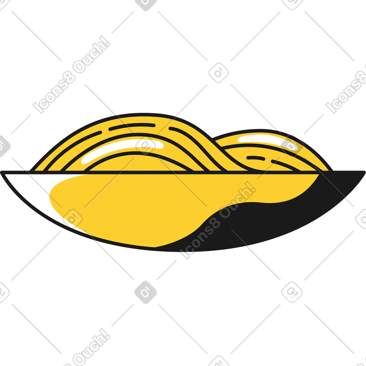 Teller mit nudeln-Illustration im Taxi-Stil als Download in PNG, SVG